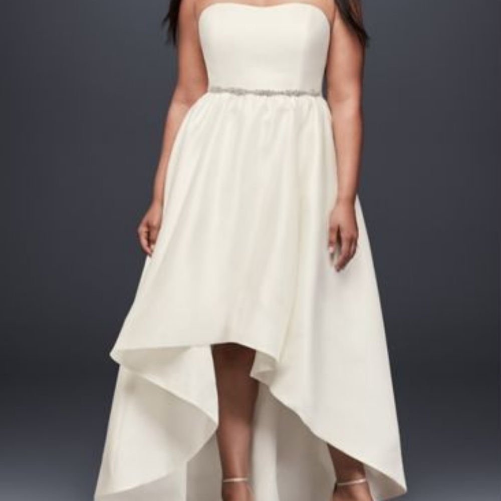 Strapless High-Low Plus Size Wedding Dress